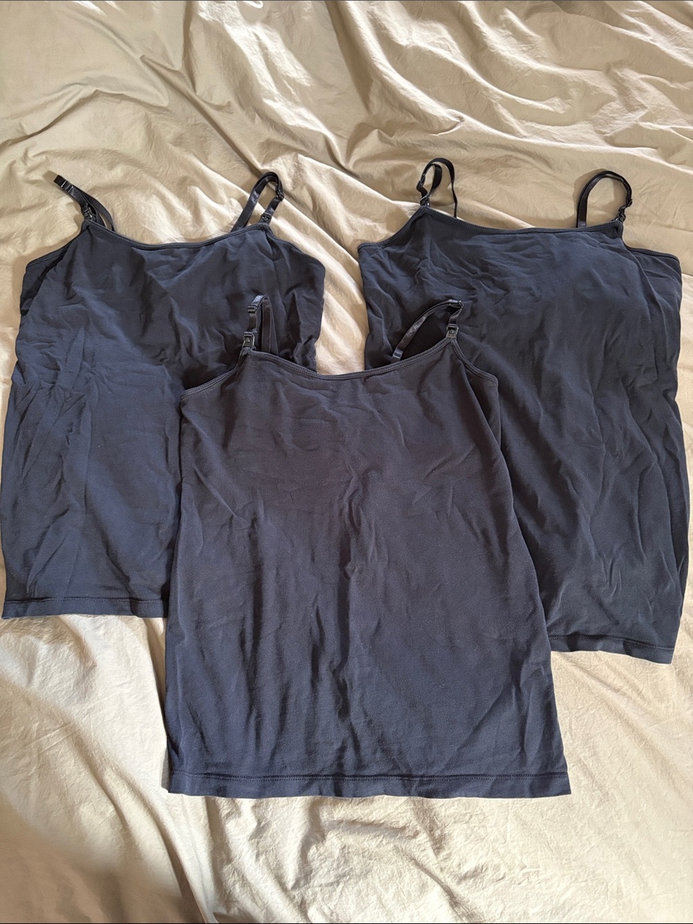 Motherhood Maternity Black Nursing Cami Trio with Adjustable Straps, XS-S